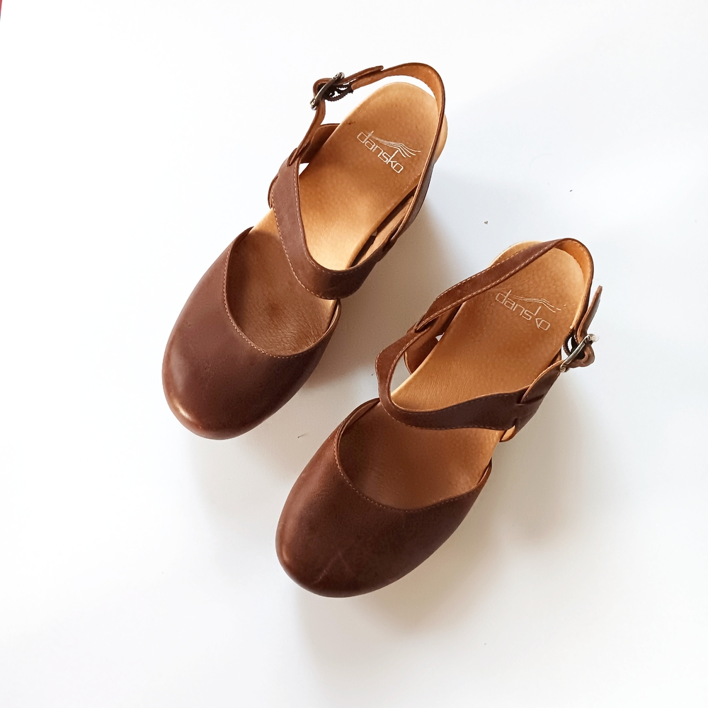 Dansko Taci Mary Jane Brown Leather Wooden Clogs Size 37 | 6.5 - 7 - Picture 3 of 7